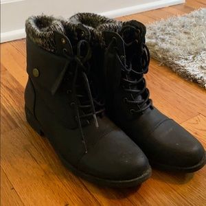 Black combat boots
